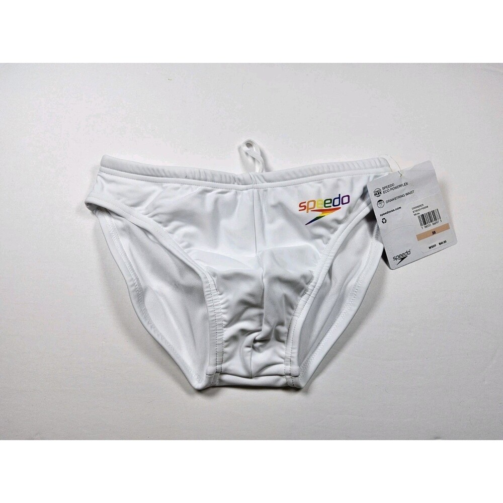 Speedo Eco Powerflex Pride Collection Swim Brief Swimsuit White Size 28